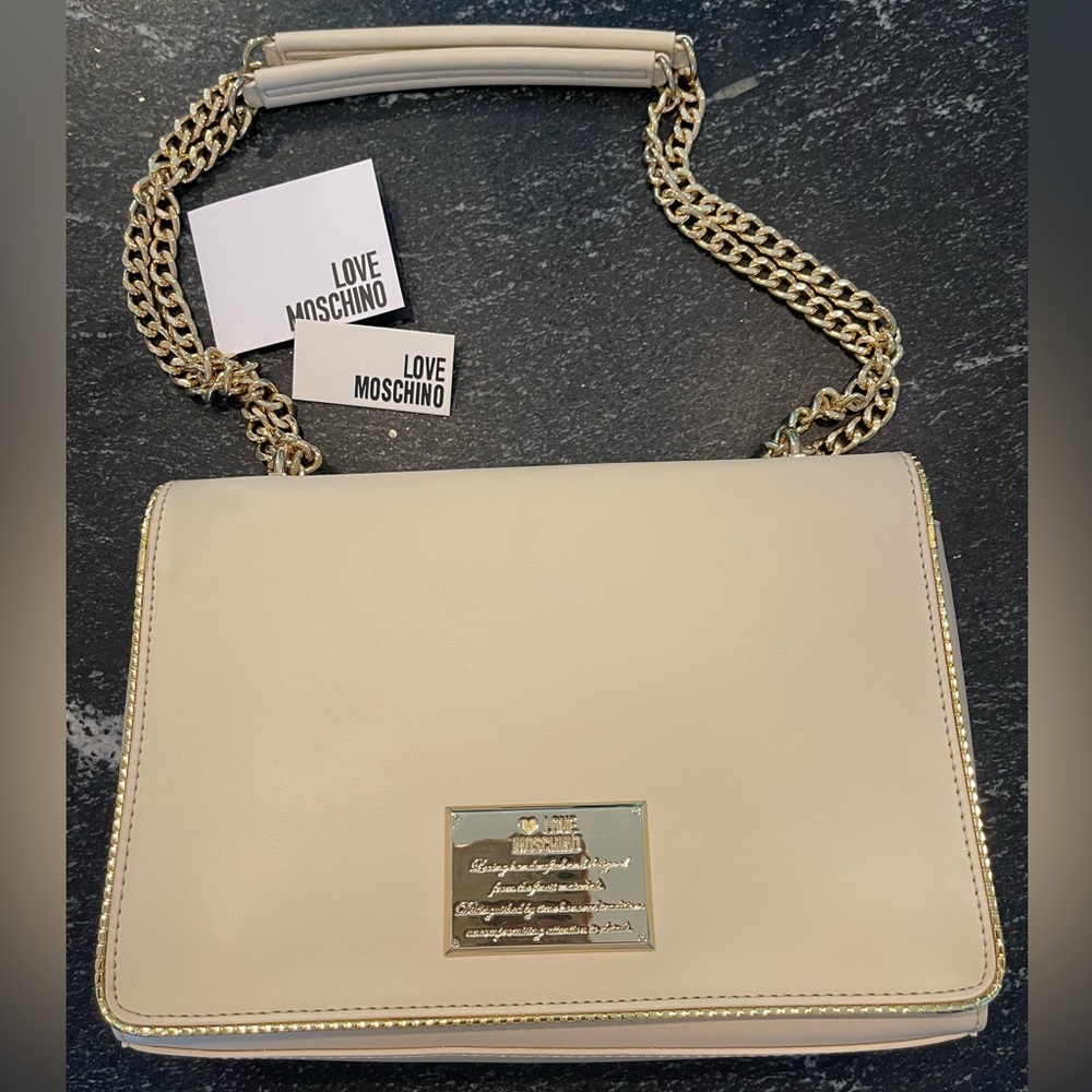 Love Moschino Cream Chain Strap Shoulder Bag
